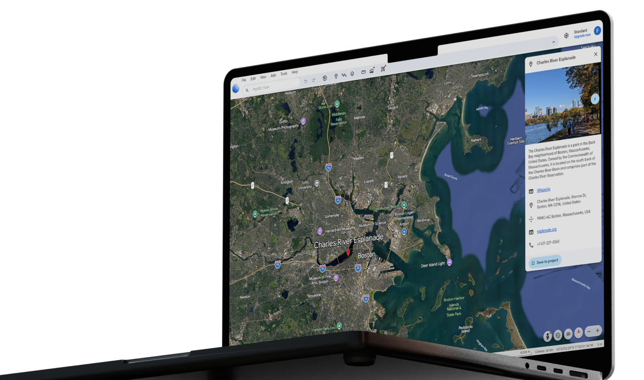 Google Earth running on desktop